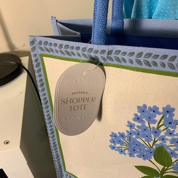 Cherrywood Lane Floral Canvas Tote Bag - Blue and Cream NWT - Picture 5 of 8